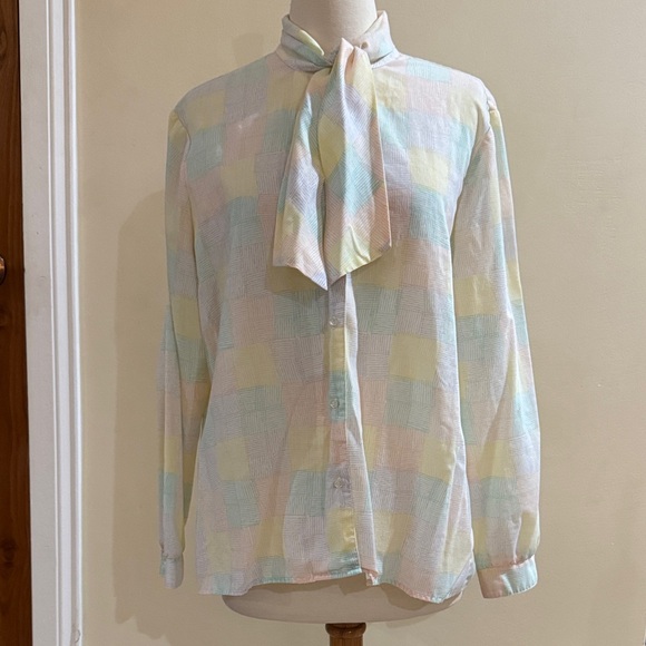 Country Suburbans Tops - Country Suburban Pastel Rainbow Grid Blouse